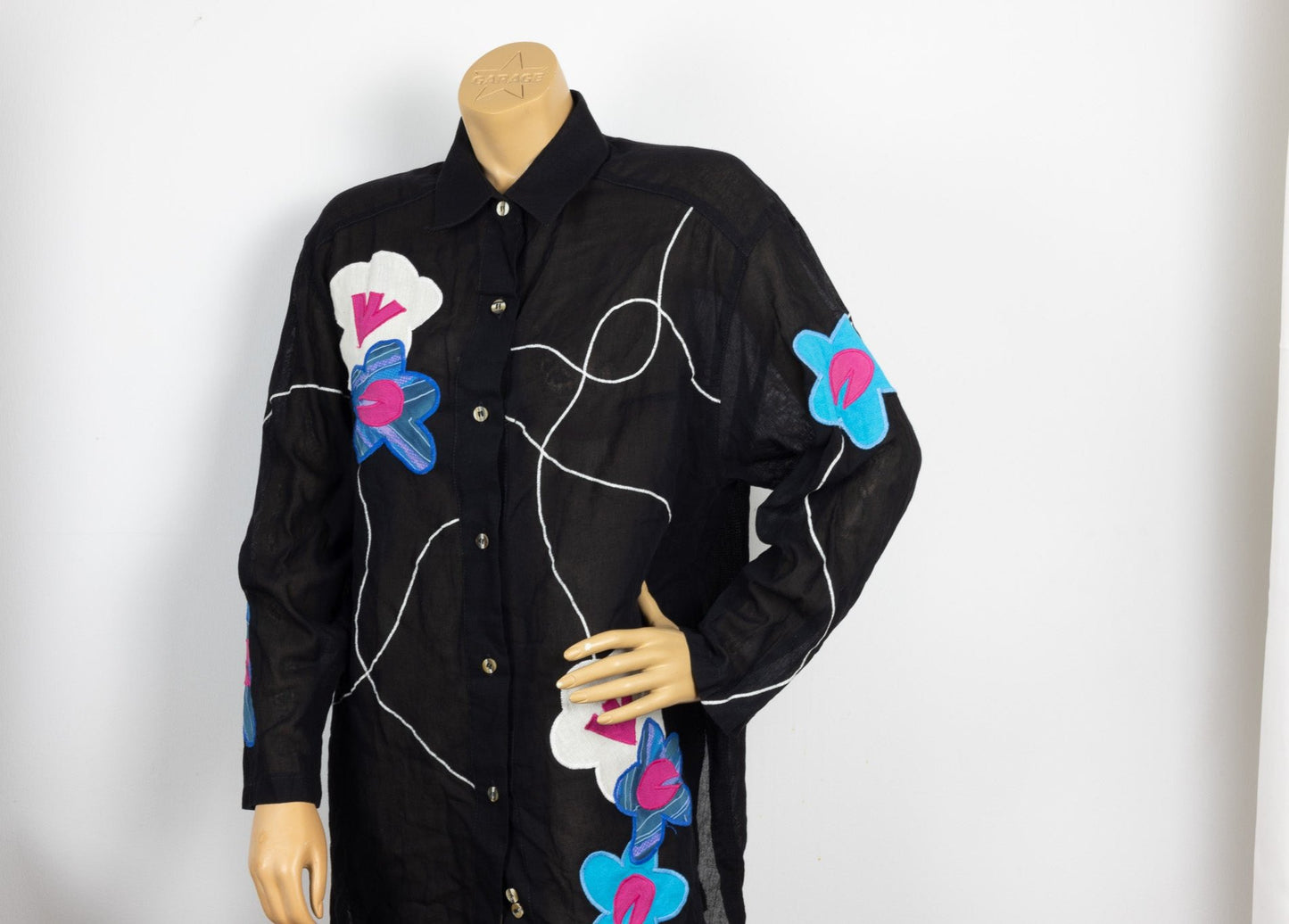 Sheer Button Up with Floral Detail