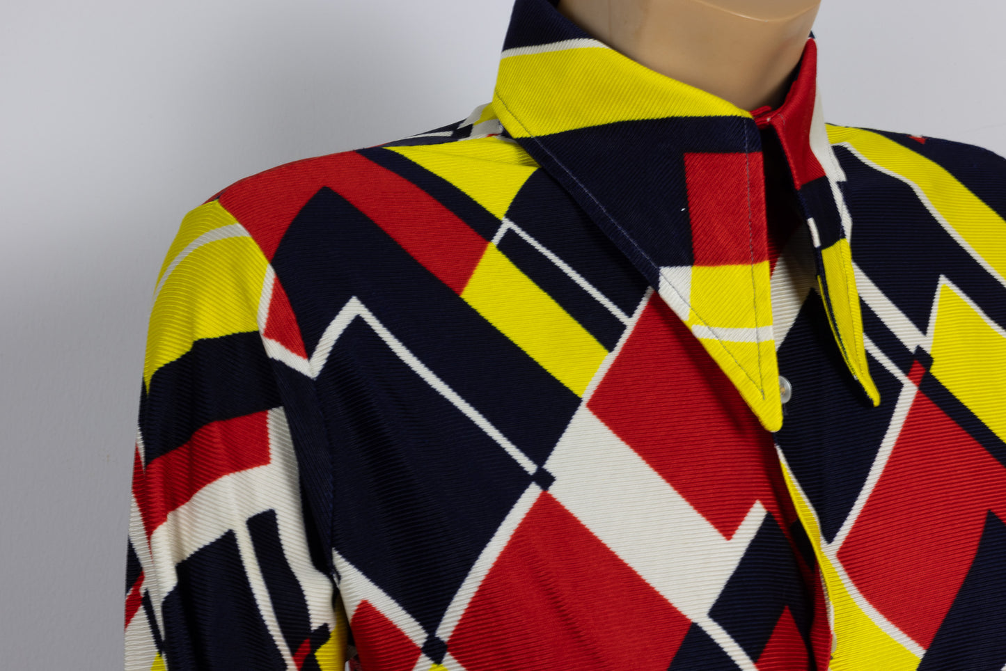 70's Polyester Primary Colour Button Up