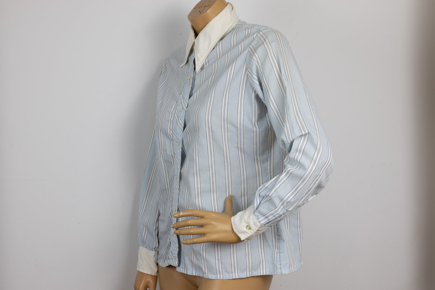 Stripped Button up Blouse with Dagger Colllar