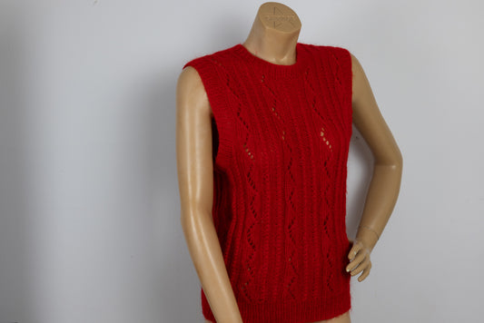 Handmade Red Knit Sweater Vest