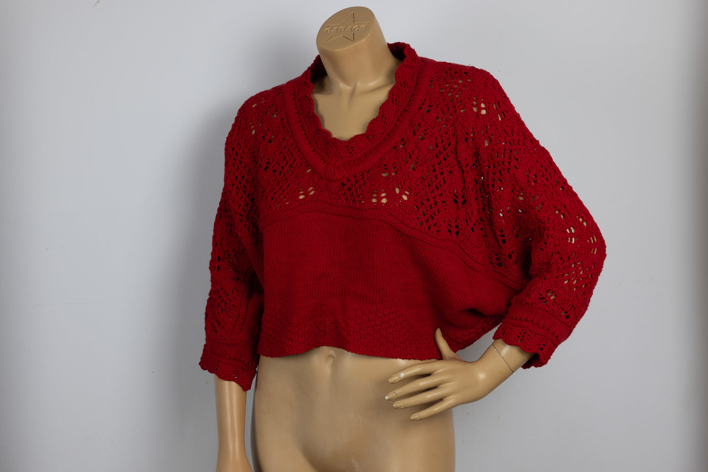 Red Short Sleeve Knit Sweater