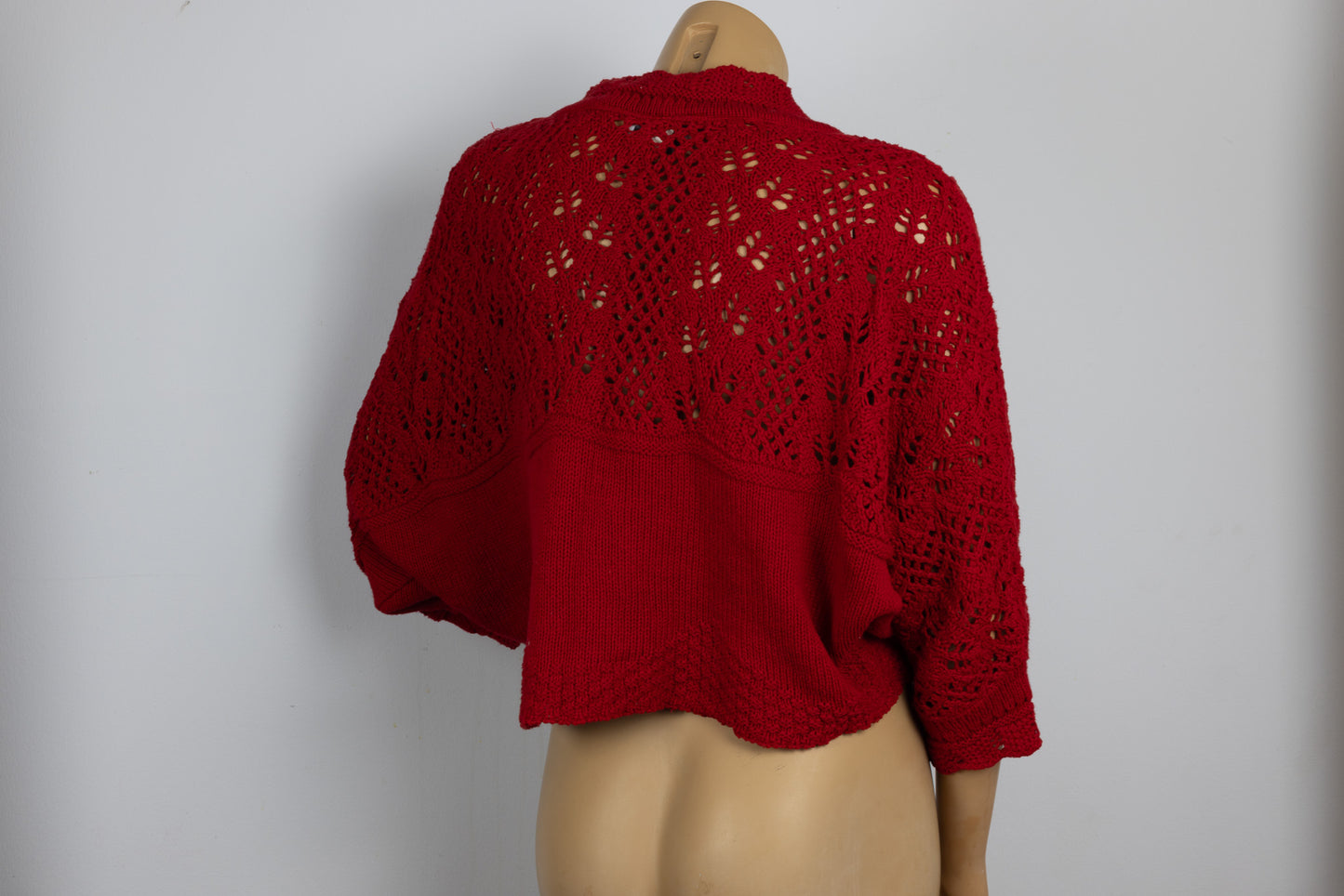 Red Short Sleeve Knit Sweater